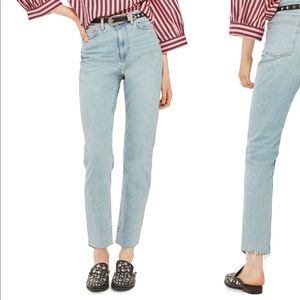 Topshop Vintage Bleach Raw Hem Straight Leg Jean
